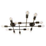 GLOBOSTAR® PIPING 00669-1 Vintage Φωτιστικό Οροφής με Ντουί 12 x E27 AC 220-240V IP20 - Μπρούτζινο - Μ78.5 x Π9.5 x Υ64cm - Image 2