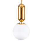 GLOBOSTAR® MAVERICK 00943 Μοντέρνο Κρεμαστό Φωτιστικό Οροφής με Ντουί 1 x E27 AC 220-240V IP20 - Χρυσό & Λευκό - Μ15 x Π15 x Υ33cm