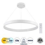 GLOBOSTAR® VENOM 61180 Μοντέρνο Κρεμαστό Φωτιστικό Οροφής LED 67W 7863lm 120° AC 220-240V IP20 Ρυθμιζόμενο Λευκό CCT με Χειριστήριο από 2700K έως 6000K Dimmable - Lumileds SMD Chip - Λευκό Ματ - Μ80 x Π80 x Υ6.5cm - 3 Χρόνια Εγγύηση - Image 2