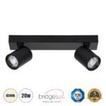 GLOBOSTAR® LEONARDO 60346 Μοντέρνο Φωτιστικό Οροφής LED 20W 2400lm 60° AC 220-240V IP20 Φυσικό Λευκό 4500K - Bridgelux COB - Μαύρο - Μ32 x Π7 x Υ11.8cm - 5 Χρόνια Εγγύηση - Image 2