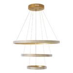 GLOBOSTAR® DIAMOND TRIO 61137-DECO Μοντέρνο Κρεμαστό Φωτιστικό Οροφής LED 100W 12123lm 360° AC 220-240V IP20 Ρυθμιζόμενο Λευκό CCT με Χειριστήριο από 2700K έως 6000K Dimmable - Lumileds SMD Chip - Χρυσό Βούρτσας - Μ60 x Π60 x Υ60cm - 3 Χρόνια Εγγύηση - Image 6