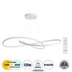GLOBOSTAR® DEXTER 60918 Μοντέρνο Κρεμαστό Φωτιστικό Οροφής LED 120W 13440lm 300° AC 220-240V IP20 Ρυθμιζόμενο Λευκό CCT με Χειριστήριο από 2700K έως 6000K Dimmable - Lumileds SMD Chip - Λευκό Ματ - Μ103 x Π103 x Υ22cm - 3 Χρόνια Εγγύηση - Image 2