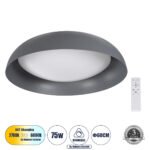 GLOBOSTAR® ANATOLIA 61265 Μοντέρνο Φωτιστικό Οροφής LED 75W 8625lm 120° AC 220-240V IP20 Ρυθμιζόμενο Λευκό CCT με Χειριστήριο από 2700K έως 6000K Dimmable - Lumileds SMD Chip - Γκρι - Μ60 x Π60 x Υ13cm - 3 Χρόνια Εγγύηση - Image 2