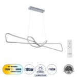 GLOBOSTAR® DOLORES 61281 Μοντέρνο Κρεμαστό Φωτιστικό Οροφής LED 105W 11760lm 300° AC 220-240V IP20 Ρυθμιζόμενο Λευκό CCT με Χειριστήριο από 2700K έως 6000K Dimmable - Lumileds SMD Chip - Νίκελ Βούρτσας - Μ110 x Π17 x Υ17.5cm - 3 Χρόνια Εγγύηση - Image 2