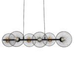 GLOBOSTAR® VERONA 00587 Μοντέρνο Κρεμαστό Φωτιστικό Οροφής με Ντουί 6 x E27 AC 220-240V IP20 - Μαύρο & Χρυσό - Μ100 x Π28 x Υ20cm - Image 2