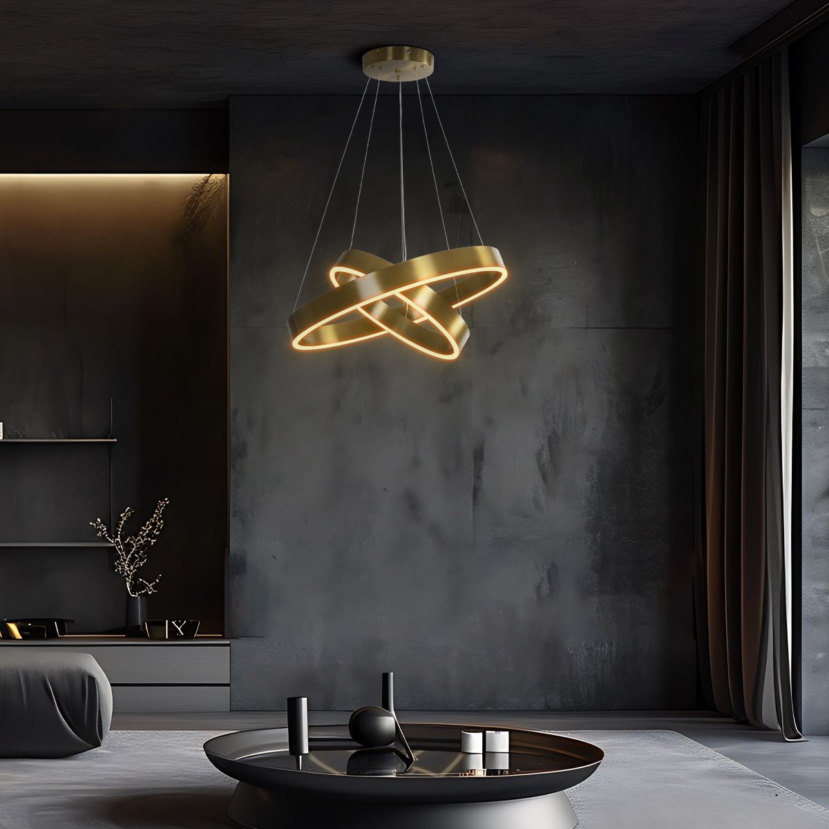 509155_61187_1_deco kelvo® VENOM 61187-DECO Μοντέρνο Κρεμαστό Φωτιστικό Οροφής LED 75W 8818lm 120° AC 220-240V IP20 Ρυθμιζόμενο Λευκό CCT με Χειριστήριο από 2700K έως 6000K Dimmable - Lumileds SMD Chip - Χρυσό Βούρτσας - Μ60 x Π60 x Υ40cm - 3 Χρόνια Εγγύηση - Image 1