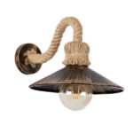 GLOBOSTAR® BRASSO 01132 Vintage Φωτιστικό Τοίχου - Απλίκα με Ντουί 1 x E27 AC 220-240V IP20 - Μπεζ & Χάλκινο Εφέ Σκουριάς - Μ38 x Π26.7 x Υ22cm - Image 2