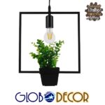 GLOBOSTAR® FLOWERPOT 10001211 Μοντέρνο Κρεμαστό Φωτιστικό Οροφής με Ντουί 1 x E27 AC 220-240V IP20 - Μαύρο & Πράσινο - Μ30 x Π30 x Υ30cm - Image 3