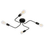 GLOBOSTAR® LIBERTA 00838 Vintage Φωτιστικό Οροφής με Ντουί 4 x E27 AC 220-240V IP20 - Μαύρο - Μ44.5 x Π44.5 x Υ12cm - Image 2