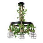 GLOBOSTAR® HELLET 01193 Vintage Κρεμαστό Φωτιστικό Οροφής με Ντουί 6 x E27 AC 220-240V IP20 - Μαύρο & Πράσινο - Μ72 x Π72 x Υ80cm - Image 2