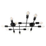 GLOBOSTAR® PIPING 00667-1 Vintage Φωτιστικό Οροφής με Ντουί 12 x E27 AC 220-240V IP20 - Μαύρο - Μ78.5 x Π9.5 x Υ64cm - Image 2