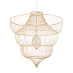 GLOBOSTAR® HIBISCUS 01781 Boho Κρεμαστό Φωτιστικό Οροφής με Ντουί 1 x E27 AC 220-240V IP20 - Μπεζ - Μ100 x Π100 x Υ100cm - Image 2