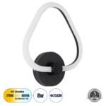 GLOBOSTAR® REGINA 61341 Μοντέρνο Φωτιστικό Τοίχου - Απλίκα LED 8W 960lm 360° AC 220-240V IP20 Ρυθμιζόμενο Λευκό CCT με On/Off 2700K/4500K/6000K - Lumileds SMD Chip - Μαύρο Ματ - Μ25 x Π7 x Υ28.5cm - 3 Χρόνια Εγγύηση - Image 2