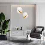 GLOBOSTAR® HUDSON 01555 Μοντέρνο Κρεμαστό Φωτιστικό Οροφής με Ντουί 1 x E27 AC 220-240V IP20 - Λευκό & Χρυσό - Μ30 x Π30 x Υ34cm - Image 10