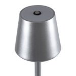 GLOBOSTAR® NEGA 60480 Μοντέρνο Επιδαπέδιο Φωτιστικό LED 2.2W 154lm 360° DC 5V με USB 2.0 με Επαναφορτιζόμενη Μπαταρία Li-ion 3.7V 4000mAh IP44 Θερμό Λευκό 2700K με Αφή Dimmable - Lumileds SMD Chip - Ασημί - Μ10 x Π10 x Υ135cm - 2 Χρόνια Εγγύηση - Image 8