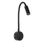 GLOBOSTAR® GOOSE 60878 Μοντέρνο Φωτιστικό Τοίχου - Απλίκα Ξενοδοχείου Reading Light LED 3W 300lm 36° AC 220-240V IP20 Φυσικό Λευκό 4500K - CREE XPE Chip & TÜV SÜD Driver - Μαύρο Ματ - Μ6.5 x Π15 x Υ24.5cm - 3 Χρόνια Εγγύηση