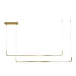 GLOBOSTAR® LINARIA DUO 60926 Μοντέρνο Κρεμαστό Φωτιστικό Οροφής LED 72W 8300lm 200° AC 220-240V IP20 Ρυθμιζόμενο Λευκό CCT με Χειριστήριο από 2700K έως 6000K Dimmable - Lumileds SMD Chip - Χρυσό Βούρτσας - Μ220 x Π4 x Υ25cm - 3 Χρόνια Εγγύηση - Image 3