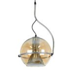 GLOBOSTAR® GLASSO 60927 Μοντέρνο Κρεμαστό Φωτιστικό Οροφής με Ντουί 1 x E27 AC 220-240V IP20 - Ασημί & Μελί - Μ27 x Π27 x Υ52cm - Image 2