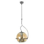 GLOBOSTAR® GLASSO 60927 Μοντέρνο Κρεμαστό Φωτιστικό Οροφής με Ντουί 1 x E27 AC 220-240V IP20 - Ασημί & Μελί - Μ27 x Π27 x Υ52cm - Image 3