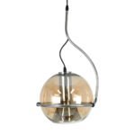 GLOBOSTAR® GLASSO 60927 Μοντέρνο Κρεμαστό Φωτιστικό Οροφής με Ντουί 1 x E27 AC 220-240V IP20 - Ασημί & Μελί - Μ27 x Π27 x Υ52cm - Image 4