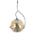 GLOBOSTAR® GLASSO 60927 Μοντέρνο Κρεμαστό Φωτιστικό Οροφής με Ντουί 1 x E27 AC 220-240V IP20 - Ασημί & Μελί - Μ27 x Π27 x Υ52cm - Image 5