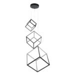 GLOBOSTAR® KIBOO-TRIO 60931 Μοντέρνο Κρεμαστό Φωτιστικό Οροφής LED 90W 10350lm 360° AC 220-240V IP20 Ρυθμιζόμενο Λευκό CCT με Χειριστήριο από 2700K έως 6000K Dimmable - Lumileds SMD Chip - Μαύρο Ματ - Μ60 x Π60 x Υ80cm - 3 Χρόνια Εγγύηση - Image 4