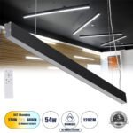 GLOBOSTAR® FELIX 61028-P Μοντέρνο Γραμμικό Κρεμαστό Φωτιστικό Οροφής LED 54W 6500lm 120° AC 220-240V IP20 Ρυθμιζόμενο Λευκό CCT με Χειριστήριο από 2700K έως 6000K Dimmable - Lumileds SMD Chip - Μαύρο Ματ - Μ120 x Π3.5 x Υ7cm - 3 Χρόνια Εγγύηση