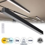 GLOBOSTAR® ORION 61030-S Μοντέρνο Φωτιστικό Οροφής LED 72W 8600lm 120° AC 220-240V IP20 Ρυθμιζόμενο Λευκό CCT με Χειριστήριο από 2700K έως 6000K Dimmable - Lumileds SMD Chip - Μαύρο Ματ - Μ120 x Π5.5 x Υ7cm - 3 Χρόνια Εγγύηση