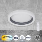 GLOBOSTAR® ARIANA 61036 Μοντέρνο Φωτιστικό Οροφής LED 55W 6376lm 120° AC 220-240V IP20 Ρυθμιζόμενο Λευκό CCT με Χειριστήριο από 2700K έως 6000K Dimmable - Lumileds SMD Chip - Γκρι - Μ48 x Π48 x Υ9cm - 3 Χρόνια Εγγύηση