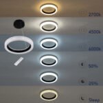 GLOBOSTAR® ARIANA 61037 Μοντέρνο Κρεμαστό Φωτιστικό Οροφής LED 55W 6376lm 120° AC 220-240V IP20 Ρυθμιζόμενο Λευκό CCT με Χειριστήριο από 2700K έως 6000K Dimmable - Lumileds SMD Chip - Μαυρό Ματ - Μ48 x Π48 x Υ6.5cm - 3 Χρόνια Εγγύηση - Image 12