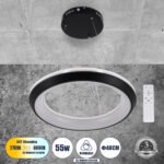 GLOBOSTAR® MELINA 61043 Μοντέρνο Κρεμαστό Φωτιστικό Οροφής LED 55W 6376lm 120° AC 220-240V IP20 Ρυθμιζόμενο Λευκό CCT με Χειριστήριο από 2700K έως 6000K Dimmable - Lumileds SMD Chip - Μαύρο Ματ - Μ48 x Π48 x Υ6.5cm - 3 Χρόνια Εγγύηση