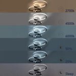 GLOBOSTAR® DIAMOND 61114 Μοντέρνο Φωτιστικό Οροφής LED 100W 12123lm 360° AC 220-240V IP20 Ρυθμιζόμενο Λευκό CCT με Χειριστήριο από 2700K έως 6000K Dimmable - Lumileds SMD Chip - Μαύρο Ματ - Μ80 x Π50 x Υ20cm - 3 Χρόνια Εγγύηση - Image 8