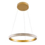 GLOBOSTAR® DIAMOND 61129 Μοντέρνο Κρεμαστό Φωτιστικό Οροφής LED 30W 3513lm 360° AC 220-240V IP20 Ρυθμιζόμενο Λευκό CCT με Χειριστήριο από 2700K έως 6000K Dimmable - Lumileds SMD Chip - Χρυσό Βούρτσας - Μ40 x Π40 x Υ3cm - 3 Χρόνια Εγγύηση - Image 3