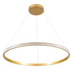 GLOBOSTAR® DIAMOND 61133 Μοντέρνο Κρεμαστό Φωτιστικό Οροφής LED 67W 7689lm 360° AC 220-240V IP20 Ρυθμιζόμενο Λευκό CCT με Χειριστήριο από 2700K έως 6000K Dimmable - Lumileds SMD Chip - Χρυσό Βούρτσας - Μ80 x Π80 x Υ3cm - 3 Χρόνια Εγγύηση - Image 3