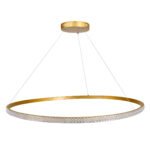 GLOBOSTAR® DIAMOND 61135 Μοντέρνο Κρεμαστό Φωτιστικό Οροφής LED 75W 8743lm 360° AC 220-240V IP20 Ρυθμιζόμενο Λευκό CCT με Χειριστήριο από 2700K έως 6000K Dimmable - Lumileds SMD Chip - Χρυσό Βούρτσας - Μ100 x Π100 x Υ3cm - 3 Χρόνια Εγγύηση - Image 5