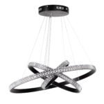 GLOBOSTAR® DIAMOND TRIO 61136 Μοντέρνο Κρεμαστό Φωτιστικό Οροφής LED 100W 12123lm 360° AC 220-240V IP20 Ρυθμιζόμενο Λευκό CCT με Χειριστήριο από 2700K έως 6000K Dimmable - Lumileds SMD Chip - Μαυρό Ματ - Μ60 x Π60 x Υ60cm - 3 Χρόνια Εγγύηση - Image 6