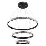GLOBOSTAR® DIAMOND TRIO 61136-DECO Μοντέρνο Κρεμαστό Φωτιστικό Οροφής LED 100W 12123lm 360° AC 220-240V IP20 Ρυθμιζόμενο Λευκό CCT με Χειριστήριο από 2700K έως 6000K Dimmable - Lumileds SMD Chip - Μαύρο Ματ - Μ90 x Π90 x Υ90cm - 3 Χρόνια Εγγύηση - Image 5