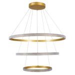 GLOBOSTAR® DIAMOND TRIO 61139 Μοντέρνο Κρεμαστό Φωτιστικό Οροφής LED 120W 14723lm 360° AC 220-240V IP20 Ρυθμιζόμενο Λευκό CCT με Χειριστήριο από 2700K έως 6000K Dimmable - Lumileds SMD Chip - Χρυσό Βούρτσας - Μ80 x Π80 x Υ80cm - 3 Χρόνια Εγγύηση - Image 4