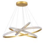 GLOBOSTAR® DIAMOND TRIO 61139-DECO Μοντέρνο Κρεμαστό Φωτιστικό Οροφής LED 120W 14723lm 360° AC 220-240V IP20 Ρυθμιζόμενο Λευκό CCT με Χειριστήριο από 2700K έως 6000K Dimmable - Lumileds SMD Chip - Χρυσό Βούρτσας - Μ80 x Π80 x Υ80cm - 3 Χρόνια Εγγύηση - Image 3