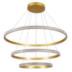 GLOBOSTAR® DIAMOND TRIO 61139-DECO Μοντέρνο Κρεμαστό Φωτιστικό Οροφής LED 120W 14723lm 360° AC 220-240V IP20 Ρυθμιζόμενο Λευκό CCT με Χειριστήριο από 2700K έως 6000K Dimmable - Lumileds SMD Chip - Χρυσό Βούρτσας - Μ80 x Π80 x Υ80cm - 3 Χρόνια Εγγύηση - Image 5