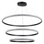 GLOBOSTAR® DIAMOND TRIO 61140 Μοντέρνο Κρεμαστό Φωτιστικό Οροφής LED 150W 18379lm 360° AC 220-240V IP20 Ρυθμιζόμενο Λευκό CCT με Χειριστήριο από 2700K έως 6000K Dimmable - Lumileds SMD Chip - Μαύρο Ματ - Μ100 x Π100 x Υ100cm - 3 Χρόνια Εγγύηση - Image 3