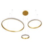 GLOBOSTAR® DIAMOND TRIO 61143 Μοντέρνο Κρεμαστό Φωτιστικό Οροφής LED 100W 12123lm 360° AC 220-240V IP20 Ρυθμιζόμενο Λευκό CCT με Χειριστήριο από 2700K έως 6000K Dimmable - Lumileds SMD Chip - Χρυσό Βούρτσας - Μ110 x Π110 x Υ60cm - 3 Χρόνια Εγγύηση - Image 4