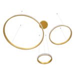 GLOBOSTAR® DIAMOND TRIO 61143 Μοντέρνο Κρεμαστό Φωτιστικό Οροφής LED 100W 12123lm 360° AC 220-240V IP20 Ρυθμιζόμενο Λευκό CCT με Χειριστήριο από 2700K έως 6000K Dimmable - Lumileds SMD Chip - Χρυσό Βούρτσας - Μ110 x Π110 x Υ60cm - 3 Χρόνια Εγγύηση - Image 5