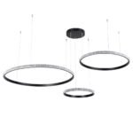 GLOBOSTAR® DIAMOND TRIO 61144 Μοντέρνο Κρεμαστό Φωτιστικό Οροφής LED 120W 14723lm 360° AC 220-240V IP20 Ρυθμιζόμενο Λευκό CCT με Χειριστήριο από 2700K έως 6000K Dimmable - Lumileds SMD Chip - Μαυρό Ματ - Μ150 x Π150 x Υ60cm - 3 Χρόνια Εγγύηση - Image 3