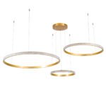 GLOBOSTAR® DIAMOND TRIO 61145 Μοντέρνο Κρεμαστό Φωτιστικό Οροφής LED 120W 14723lm 360° AC 220-240V IP20 Ρυθμιζόμενο Λευκό CCT με Χειριστήριο από 2700K έως 6000K Dimmable - Lumileds SMD Chip - Χρυσό Βούρτσας - Μ150 x Π150 x Υ60cm - 3 Χρόνια Εγγύηση - Image 3