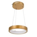 GLOBOSTAR® NEMESIS 61154 Μοντέρνο Κρεμαστό Φωτιστικό Οροφής LED 20W 2356lm 360° AC 220-240V IP20 Ρυθμιζόμενο Λευκό CCT με Χειριστήριο από 2700K έως 6000K Dimmable - Lumileds SMD Chip - Χρυσό Βούρτσας - Μ25 x Π25 x Υ4cm - 3 Χρόνια Εγγύηση - Image 3