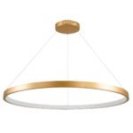 GLOBOSTAR® NEMESIS 61166 Μοντέρνο Κρεμαστό Φωτιστικό Οροφής LED 75W 8743lm 360° AC 220-240V IP20 Ρυθμιζόμενο Λευκό CCT με Χειριστήριο από 2700K έως 6000K Dimmable - Lumileds SMD Chip - Χρυσό Βούρτσας - Μ100 x Π100 x Υ4cm - 3 Χρόνια Εγγύηση - Image 3