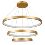 GLOBOSTAR® NEMESIS TRIO 61172-DECO Μοντέρνο Κρεμαστό Φωτιστικό Οροφής LED 120W 14723lm 360° AC 220-240V IP20 Ρυθμιζόμενο Λευκό CCT με Χειριστήριο από 2700K έως 6000K Dimmable - Lumileds SMD Chip - Χρυσό Βούρτσας - Μ80 x Π80 x Υ80cm - 3 Χρόνια Εγγύηση - Image 5