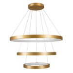 GLOBOSTAR® NEMESIS TRIO 61172-DECO Μοντέρνο Κρεμαστό Φωτιστικό Οροφής LED 120W 14723lm 360° AC 220-240V IP20 Ρυθμιζόμενο Λευκό CCT με Χειριστήριο από 2700K έως 6000K Dimmable - Lumileds SMD Chip - Χρυσό Βούρτσας - Μ80 x Π80 x Υ80cm - 3 Χρόνια Εγγύηση - Image 6