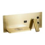 GLOBOSTAR® PALADIN 61357 Μοντέρνο Φωτιστικό Τοίχου - Απλίκα Ξενοδοχείου Reading Light με Φορτιστή USB 3A & Wireless 20W LED 6W 720lm 36° & 360° AC 220-240V IP20 Φυσικό Λευκό 4500K - Bridgelux COB Chip & TÜV SÜD Driver - Χρυσό Βούρτσας - Μ30 x Π11 x Υ12cm - 3 Χρόνια Εγγύηση - Image 3